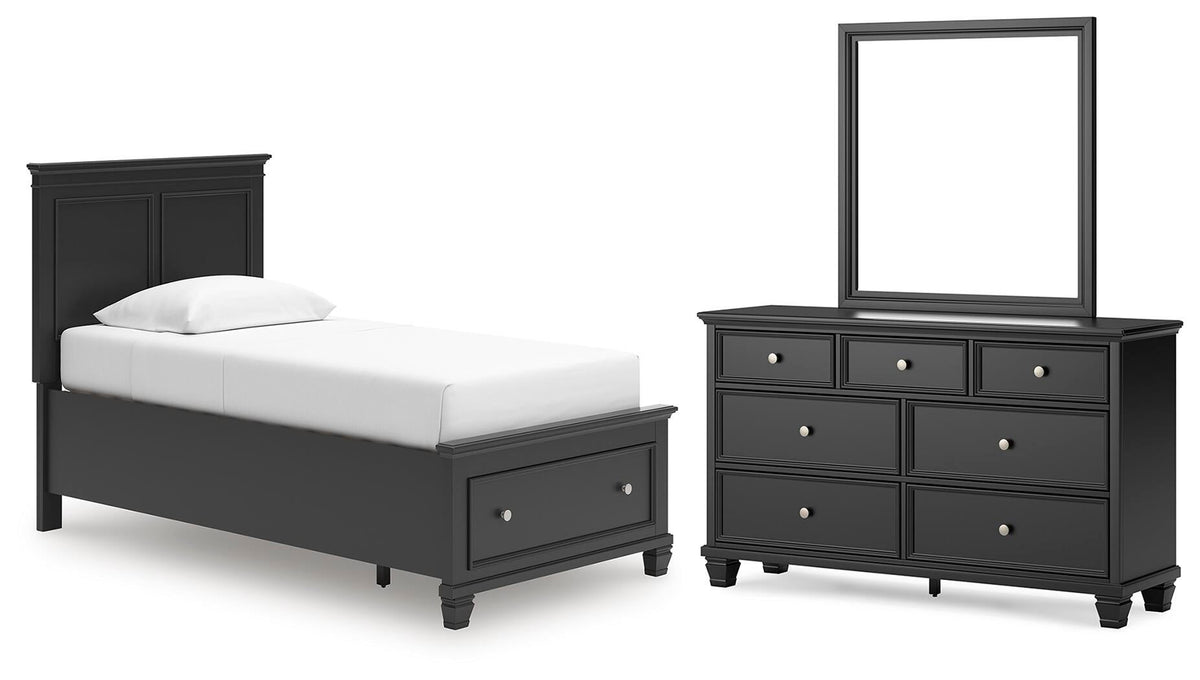 Lanolee  Panel Storage Bed, Dresser And Mirror