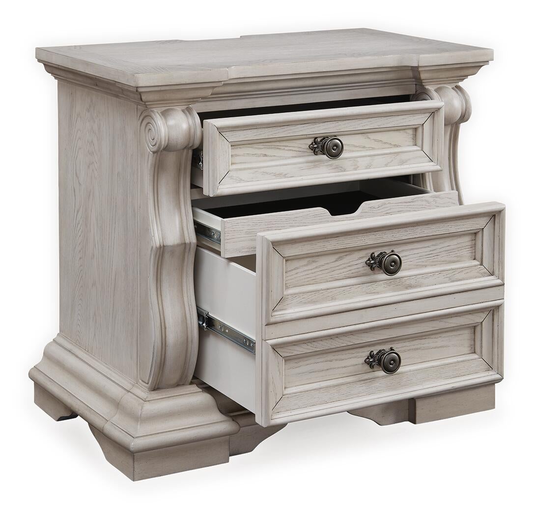 Andonhall California  Upholstered Panel Bed With Mirrored Dresser And Nightstand
