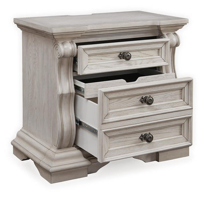 Andonhall California  Upholstered Panel Bed With Mirrored Dresser And Nightstand