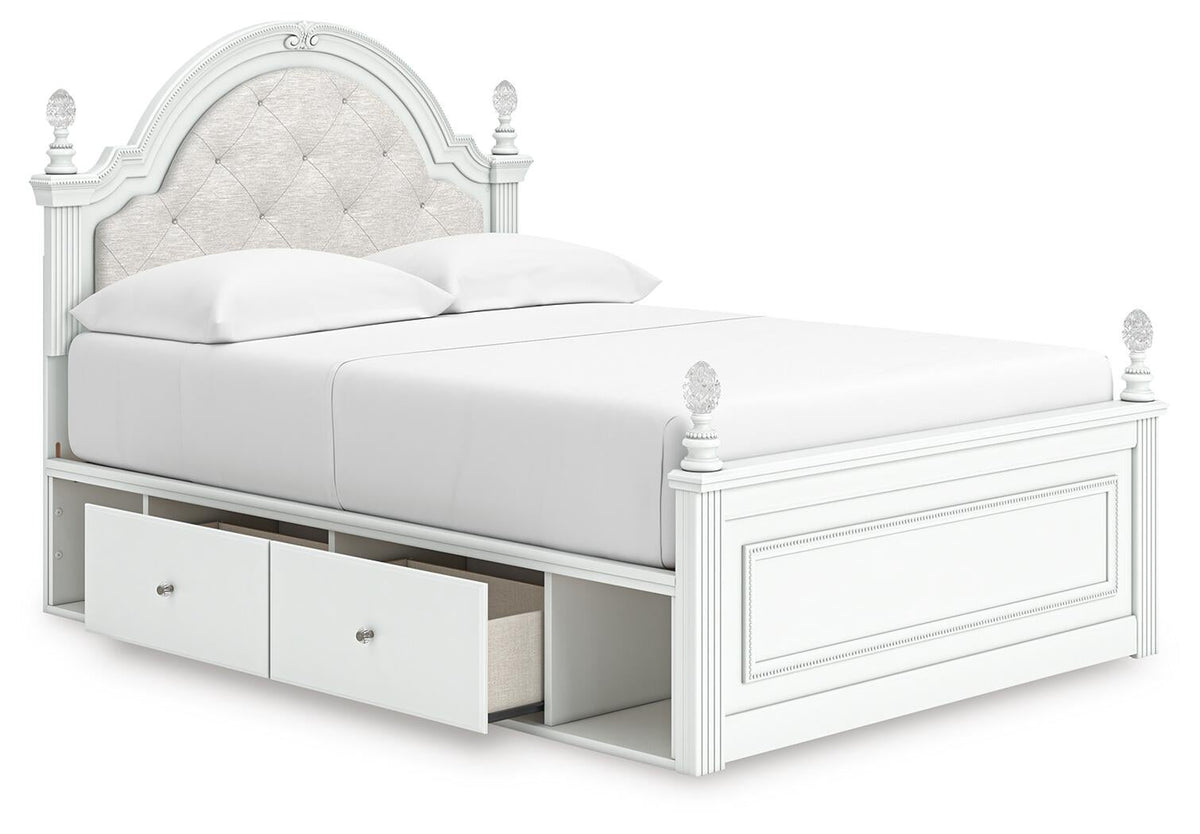 Maylilly  Upholstered Panel Storage Bed, Dresser, Mirror And Nightstand
