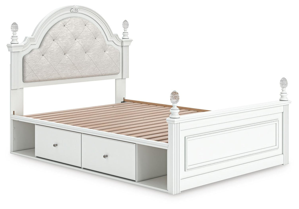 Maylilly  Upholstered Panel Storage Bed, Dresser, Mirror And Nightstand