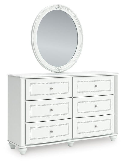 Maylilly  Upholstered Panel Bed, Dresser And Mirror