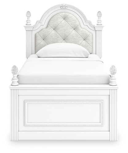 Maylilly  Upholstered Panel Bed, Dresser And Mirror