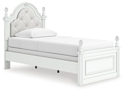 Maylilly  Upholstered Panel Bed, Dresser And Mirror
