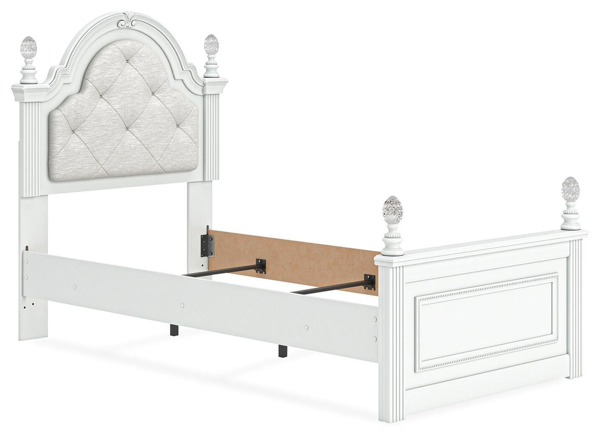 Maylilly  Upholstered Panel Bed, Dresser And Mirror