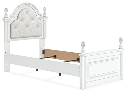 Maylilly  Upholstered Panel Bed, Dresser And Mirror