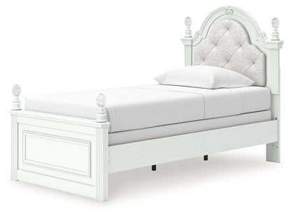 Maylilly  Upholstered Panel Bed, Dresser And Mirror