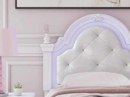Maylilly  Upholstered Panel Bed, Dresser And Mirror