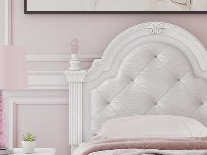 Maylilly  Upholstered Panel Bed, Dresser And Mirror