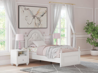 Maylilly  Upholstered Panel Bed, Dresser And Mirror