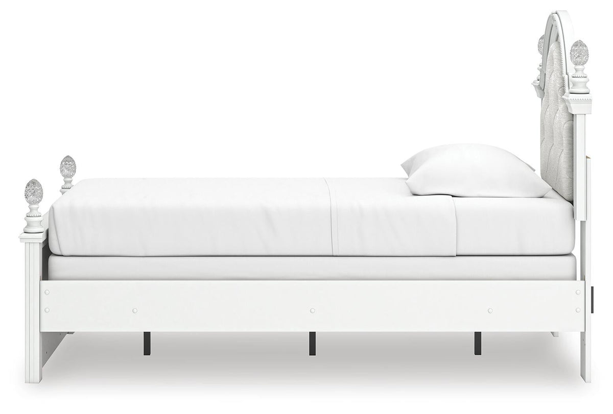 Maylilly  Upholstered Panel Bed, Dresser And Mirror