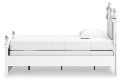 Maylilly  Upholstered Panel Bed, Dresser And Mirror