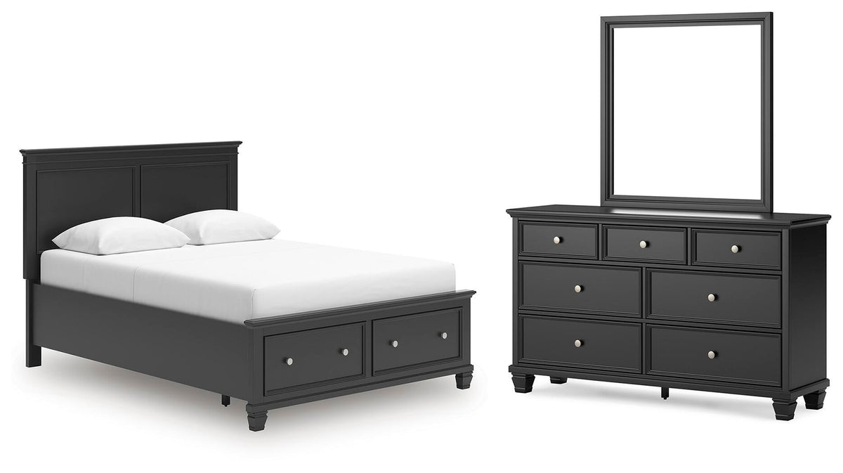 Lanolee  Panel Storage Bed, Dresser And Mirror