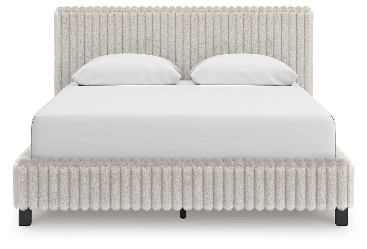 Birmonton  Upholstered Bed, Dresser, Mirror And Nightstand