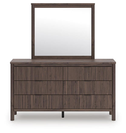 Cadmori  Upholstered Panel Platform Bed, Dresser, Mirror And Nightstand