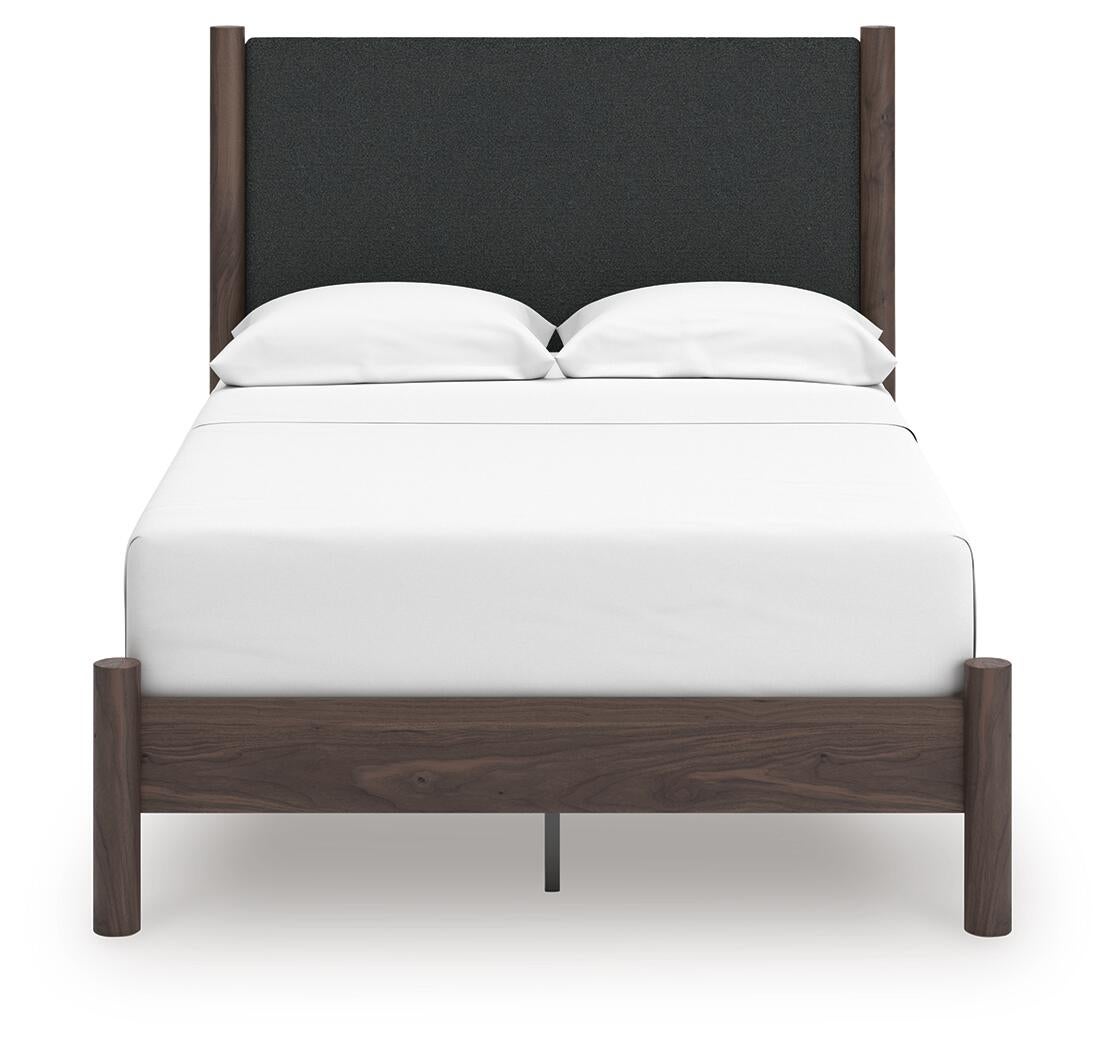 Cadmori  Upholstered Panel Platform Bed, Dresser, Mirror And Nightstand