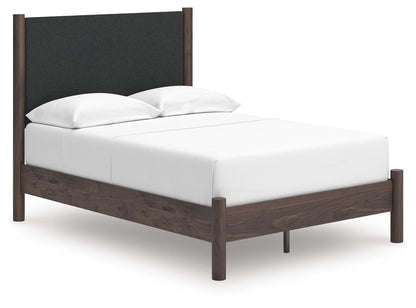 Cadmori  Upholstered Panel Platform Bed, Dresser, Mirror And Nightstand