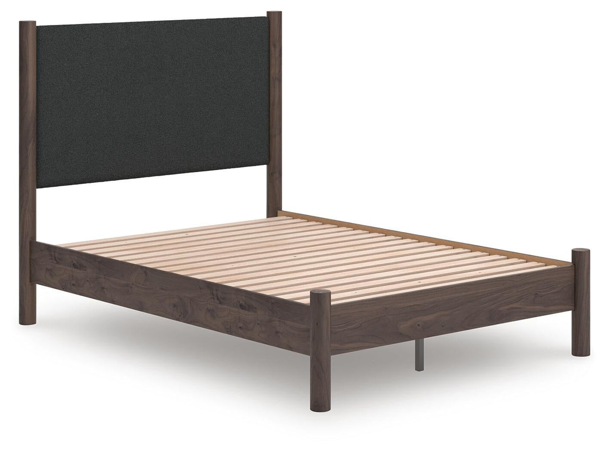 Cadmori  Upholstered Panel Platform Bed, Dresser, Mirror And Nightstand
