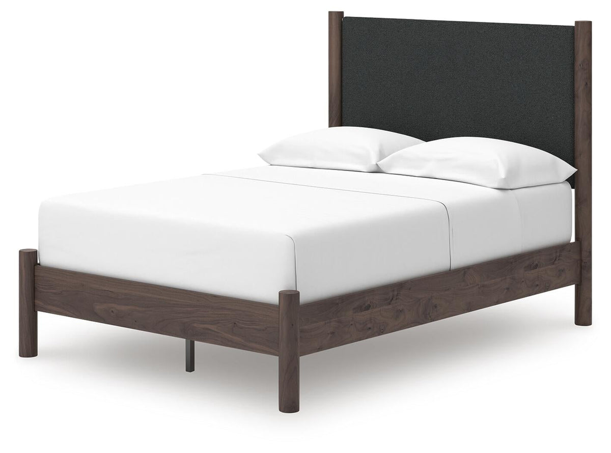 Cadmori  Upholstered Panel Platform Bed, Dresser, Mirror And Nightstand