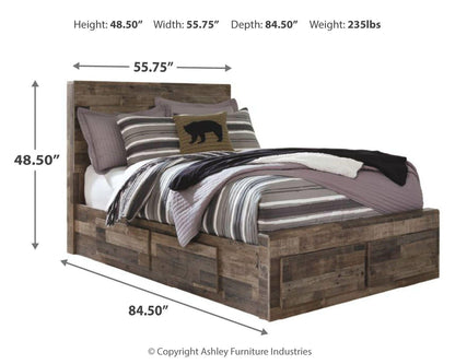 Derekson  Panel Bed With 6 Storage Drawers With Mirrored Dresser