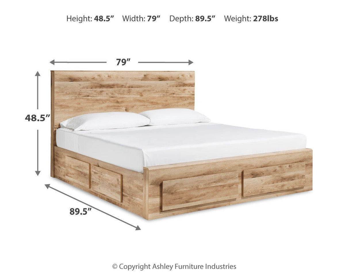 Hyanna  Panel Storage Bed With 2 Under Bed Storage Drawers, Dresser And Mirror