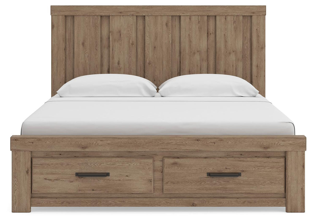 Garistyn  Panel Storage Bed, Dresser And Mirror