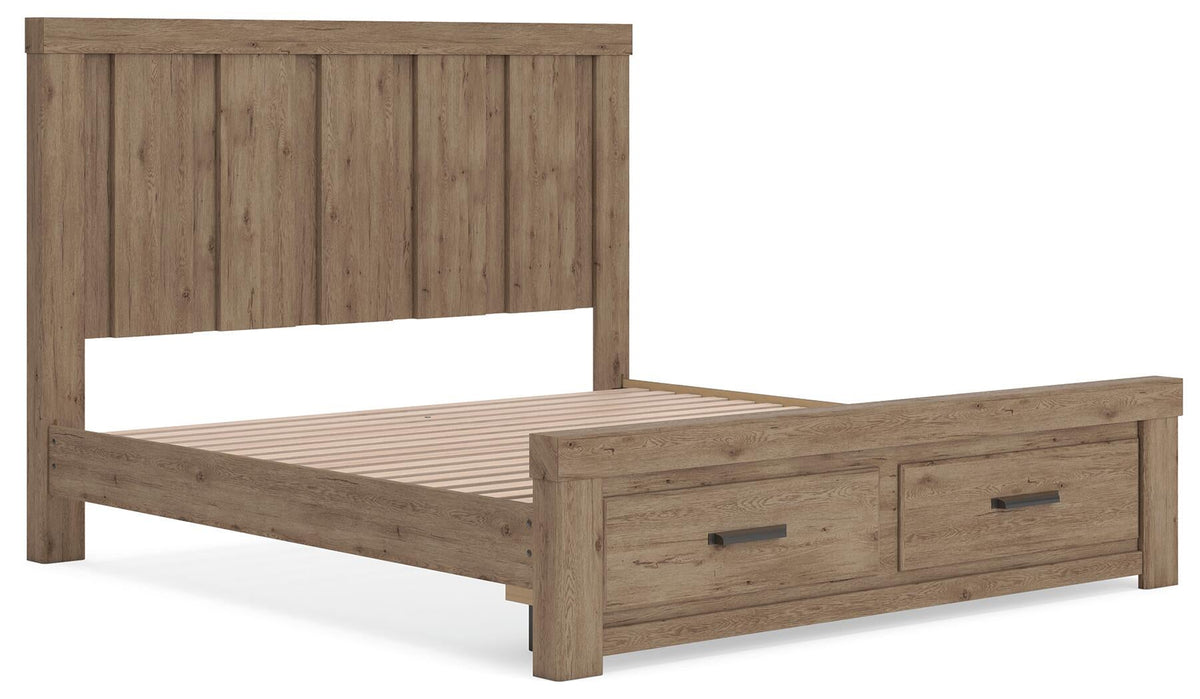 Garistyn  Panel Storage Bed, Dresser And Mirror
