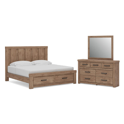 Garistyn  Panel Storage Bed, Dresser And Mirror