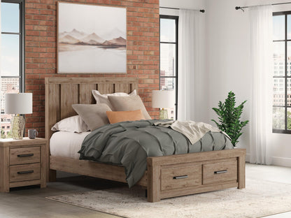 Garistyn  Panel Storage Bed. Dresser, Mirror And Nightstand