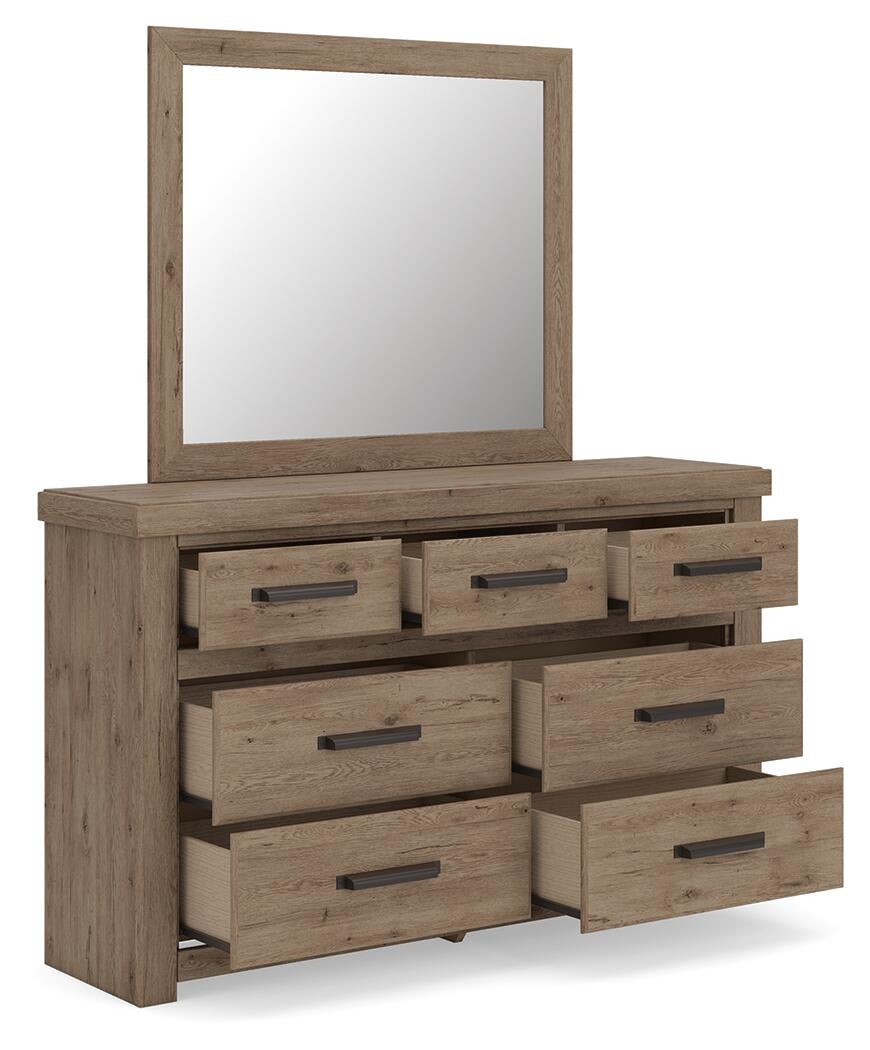 Garistyn  Panel Storage Bed. Dresser, Mirror And Nightstand