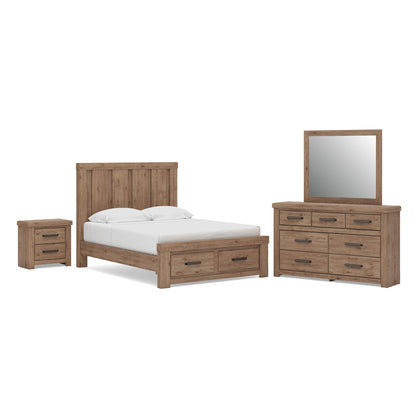 Garistyn  Panel Storage Bed. Dresser, Mirror And Nightstand