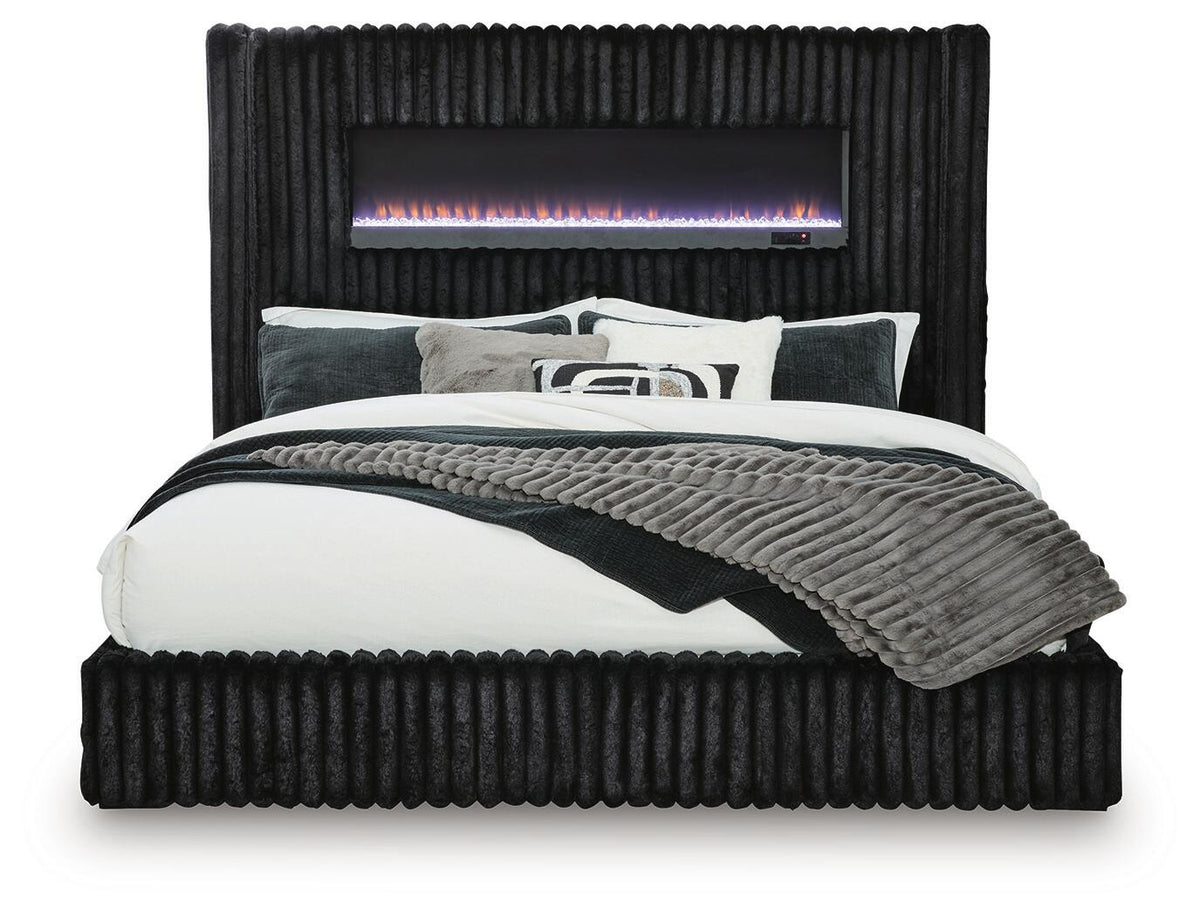 Tayleena  Upholstered Bed With Fireplace And Wireless Audio